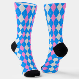 AQUA BLUE & CARNAK PINK Raute Muster Socken
