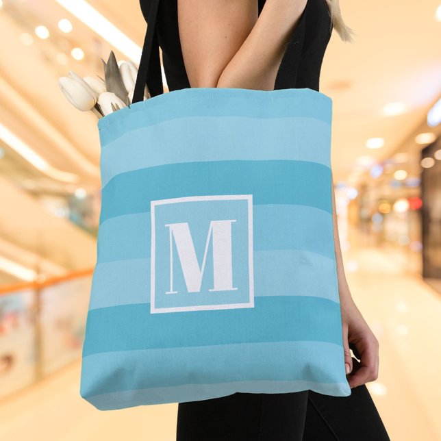 Aqua Blue Color Blocks Custom Monogram (Von Creator hochgeladen)