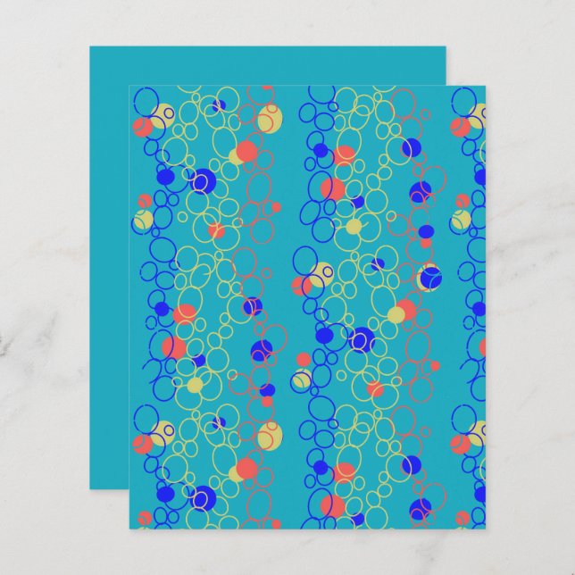Aqua Blue Coral Lime Green Circle Scrapbook Paper (Vorne/Hinten)