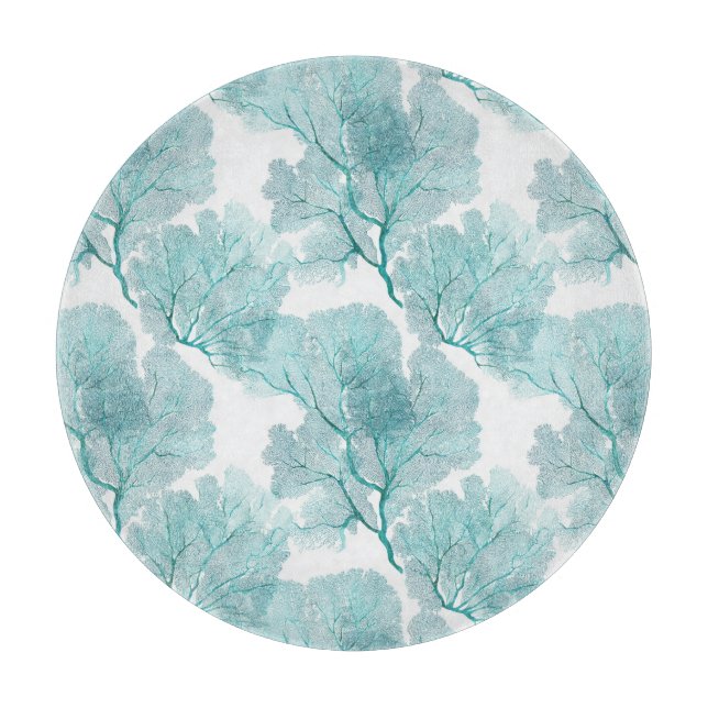Aqua Blue Coral Sea Fans Schneidebrett (Vorderseite)