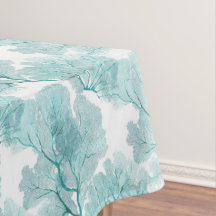 Aqua Blue Coral Sea Fans Tablecloth