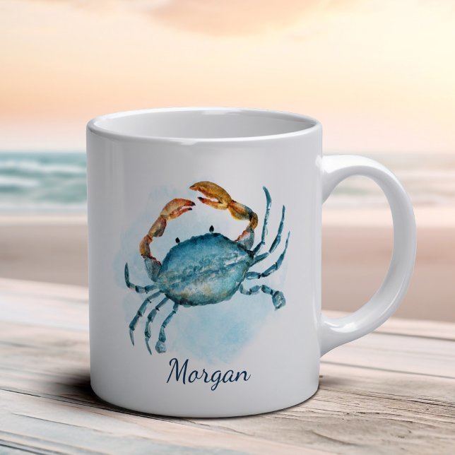 Aqua Blue Crab Personalisierte Küste Kaffeetasse (Von Creator hochgeladen)