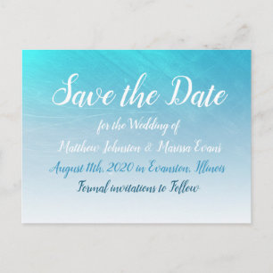 Aqua Blue Crackle Save the Date Postcard Postkarte