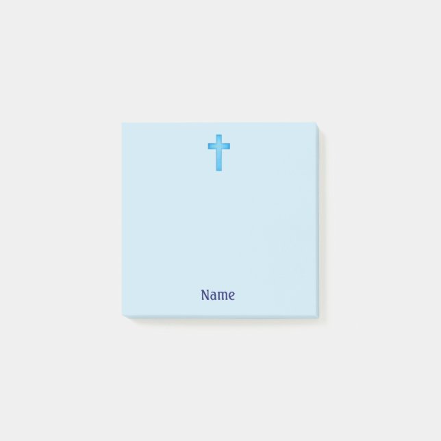 Aqua Blue Cross Faith Post It Note Pad Post-it Klebezettel (Vorderseite)