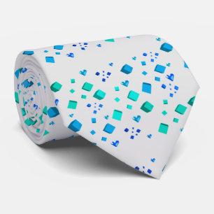 Aqua Blue Cubes and Hearts Krawatte