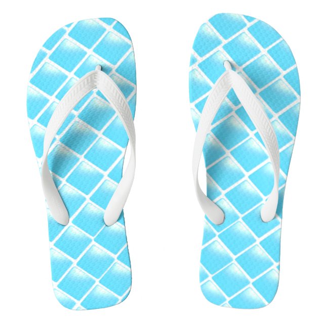 Aqua Blue Diamond Design Flip Flops (Fußbett)