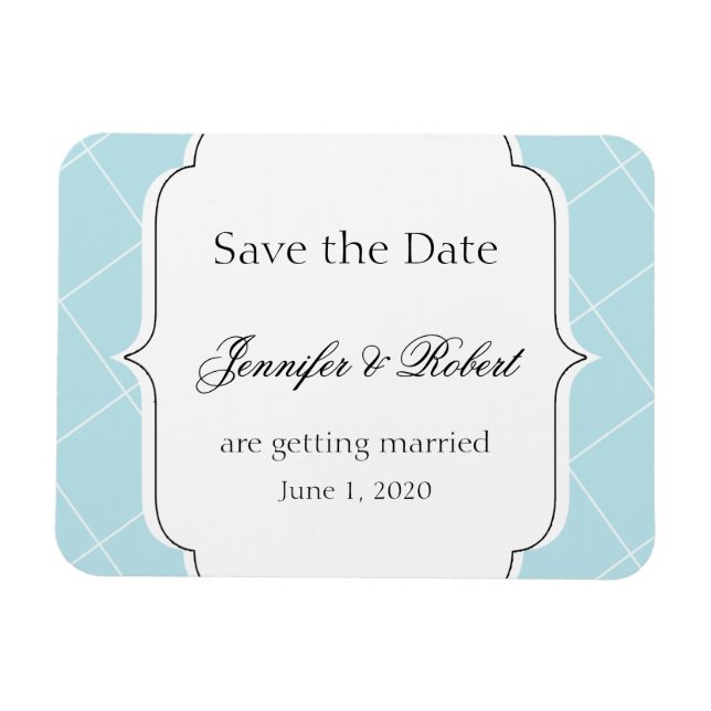 Aqua Blue Diamond Scallop Hochzeit speichern Sie d Magnet (Horizontal)