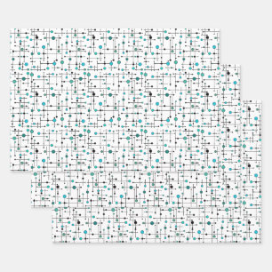 Aqua Blue Dot im modernen Stil des Mittelalters Geschenkpapier Set