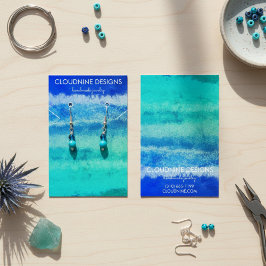 Aqua Blue Earring Necklace Juwelier Display Card