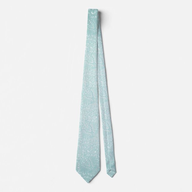 Aqua Blue Fleur Damask Neck Tie Krawatte (Vorderseite)