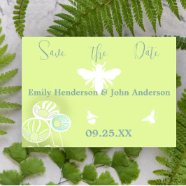 Aqua Blue Flowers und Bienen Hochzeitsempfang Save The Date