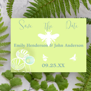 Aqua Blue Flowers und Bienen Hochzeitsempfang Save The Date