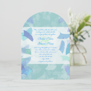 Aqua Blue Forest Blätter Einladung Hochzeit