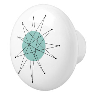 Aqua Blue Franciscan Sternexplosion Mitte Jahrhund Keramikknauf