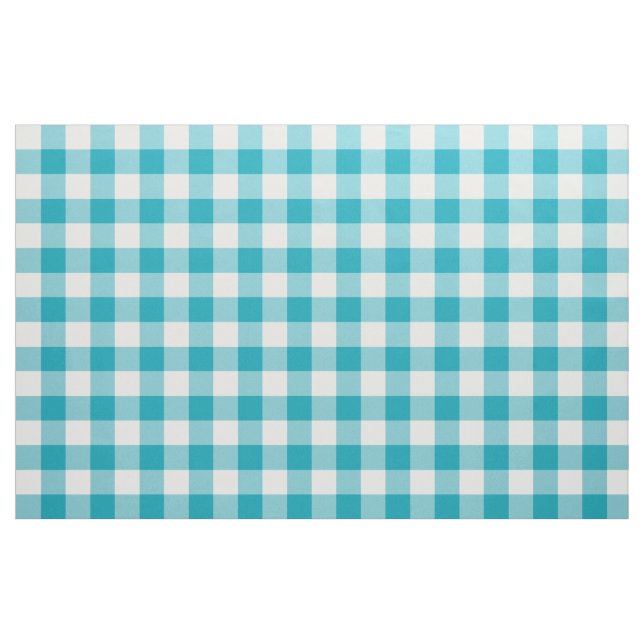 Aqua Blue Gingham Pattern Fabric Stoff (Yard (91,4 cm))