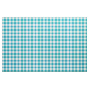 Aqua Blue Gingham Pattern Fabric Stoff