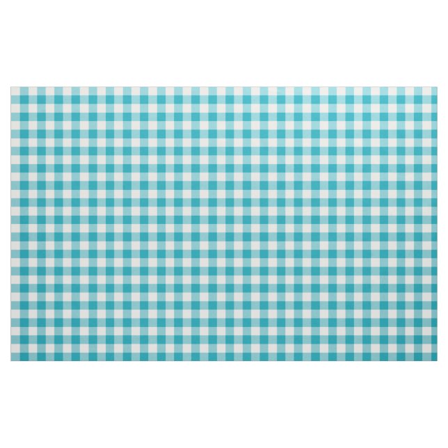 Aqua Blue Gingham Pattern Fabric Stoff (Yard (91,4 cm))