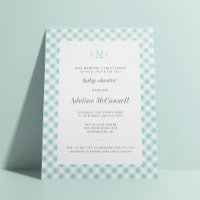 Aqua Blue Gingham Traditionelle Baby-Dusche