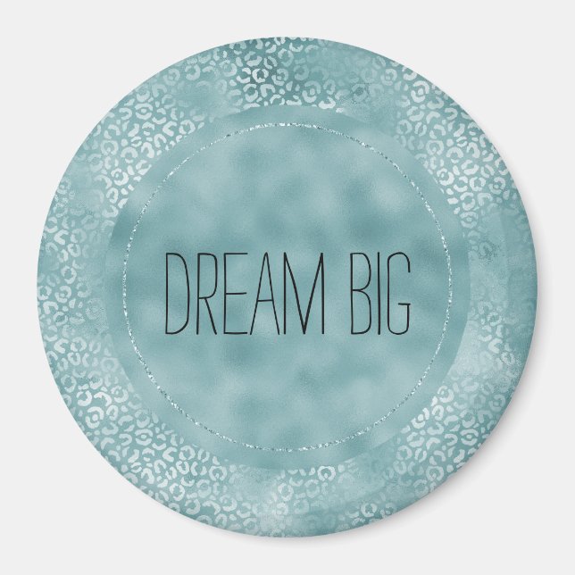 Aqua Blue Glam Leopard Print Magnet (Vorne)