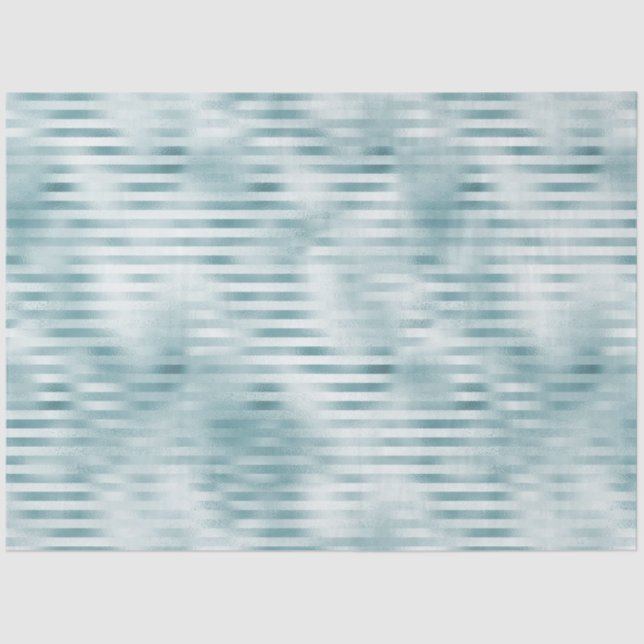 Aqua Blue Glam Streifen Seidenpapier (Vorderseite)