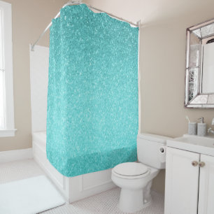 Aqua Blue Glitzer Sparkle Girly Glam Mermaid Duschvorhang