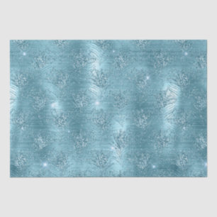 Aqua Blue Glitzy Glitzer Peacock Feathers Seidenpapier