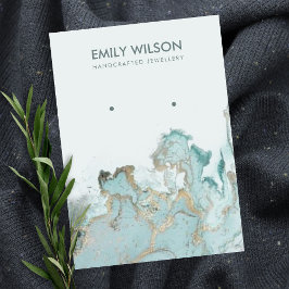 AQUA BLUE GOLD AGATE MARBLE EARRING DISPLAD KARTE