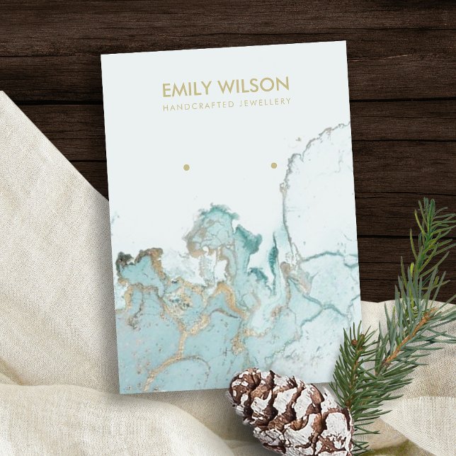 AQUA BLUE GOLD AGATE MARBLE EARRING DISPLAD KARTE (Von Creator hochgeladen)