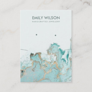 AQUA BLUE GOLD AGATE MARBLE STUD NECKLACE DISPLAY VISITENKARTE
