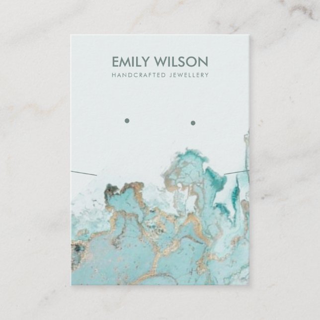 AQUA BLUE GOLD AGATE MARBLE STUD NECKLACE DISPLAY VISITENKARTE (Vorderseite)