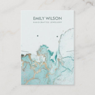 AQUA BLUE GOLD AGATE MARBLE STUD NECKLACE DISPLAY VISITENKARTE