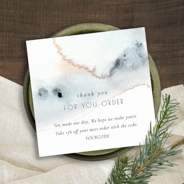 Aqua Blue Gold Beachy Vielen Dank für Ihre Bestell Quadratische Visitenkarte (Von Creator hochgeladen)