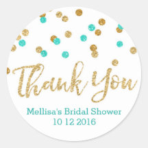 Aqua Blue Gold Confetti Brautparty Fevor Tags