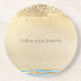 Aqua Blue Gold Glitzer Confetti Animal Print       Getränkeuntersetzer