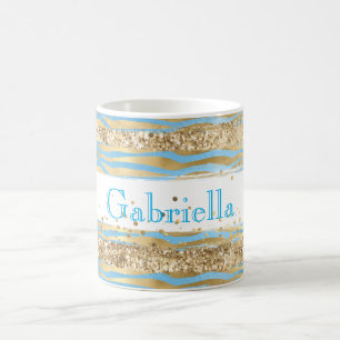 Aqua Blue Gold Glitzer Confetti Zebra Kaffeetasse