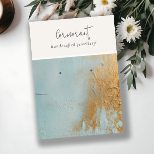 Aqua Blue Gold Ölpaint Texture Earring Necklace Visitenkarte