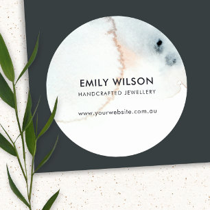 AQUA BLUE GOLD WATERCOLOR BRUSH EARRING DISPLAY RUNDER AUFKLEBER