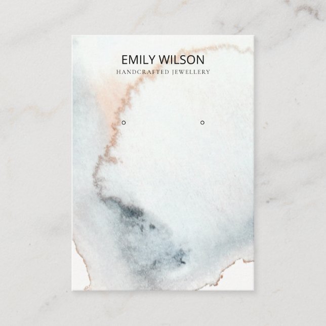 AQUA BLUE GOLD WATERCOLOR WAVES EARRING DISPLAY VISITENKARTE (Vorderseite)