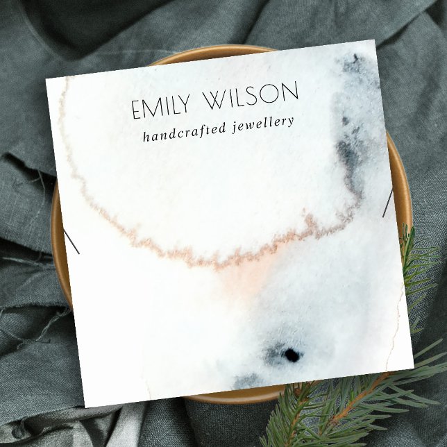 AQUA BLUE GOLD WATERCOLOR WAVES NECKLACE DISPLAY QUADRATISCHE VISITENKARTE (Von Creator hochgeladen)