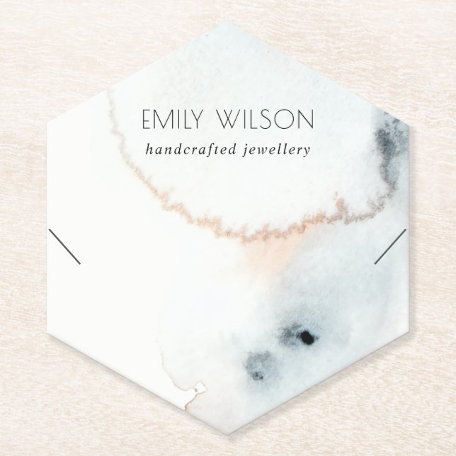 Aqua Blue Gold Watercolor Waves Necklace Display Untersetzer (Vorderseite)