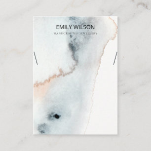 AQUA BLUE GOLD WATERCOLOR WAVES NECKLACE DISPLAY VISITENKARTE