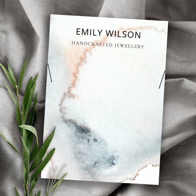 AQUA BLUE GOLD WATERCOLOR WAVES NECKLACE DISPLAY VISITENKARTE (Von Creator hochgeladen)