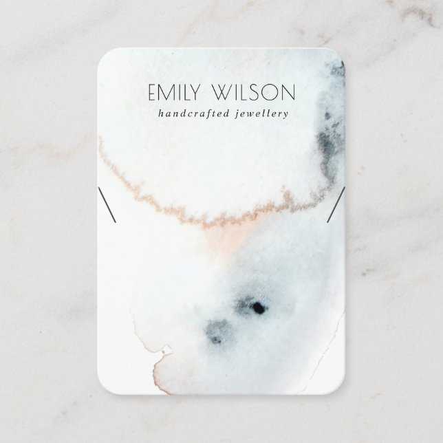 AQUA BLUE GOLD WATERCOLOR WAVES NECKLACE DISPLAY VISITENKARTE (Vorderseite)