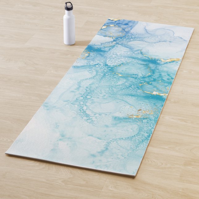 Aqua Blue Gold Watercolor Yogamatte (Beispiel)