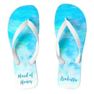 Aqua Blue Gradient Trauzeugin Einfache Flip Flops