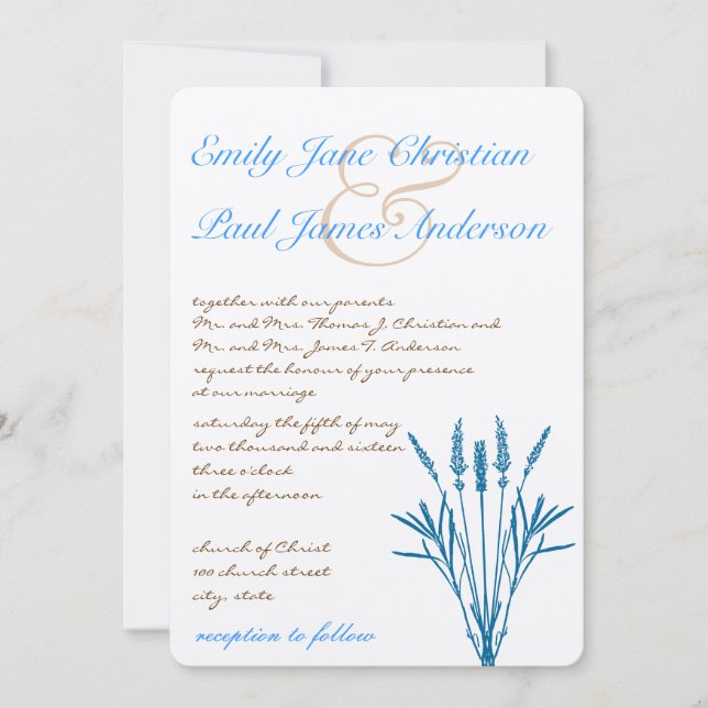Aqua Blue Grasses und Schriftart Hochzeitseinladun Einladung (Vorderseite)
