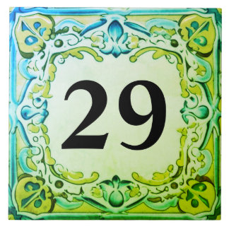 Aqua Blue Green Decoration House Number Plaque Fliese