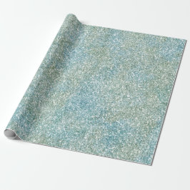 Aqua Blue Green Glitzy Glitzer Geschenkpapier