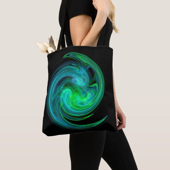 AQUA BLUE GREEN LIGHT VORTEX Fraktal Swirl Schwarz (Von Nahem)