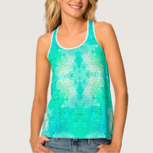 Aqua Blue Green Mermaid Mosaic Muster